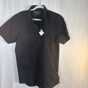 Men’s Primark Black Short Sleeve Button Down Shirt Size Large NWT